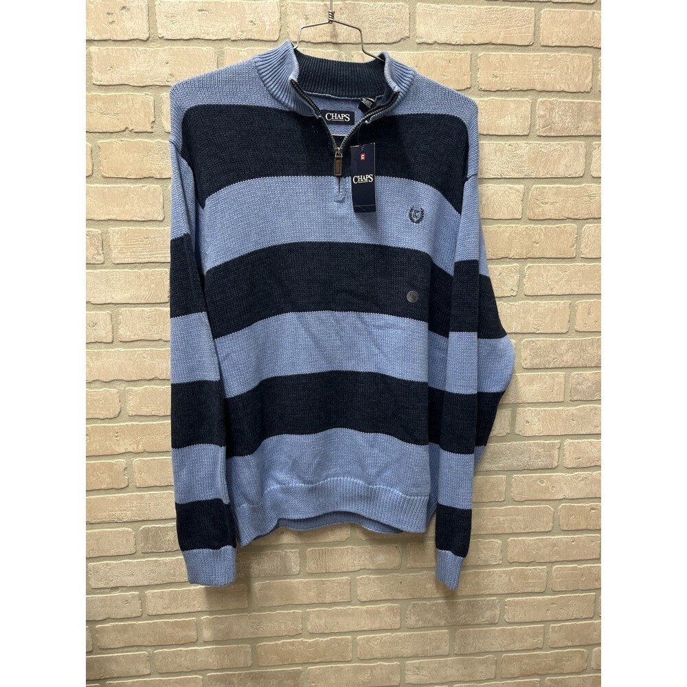 Men's "Chaps" Size XXL, 1/4 Zip Two Tone Blue, Long Sleeve Sweater NWT